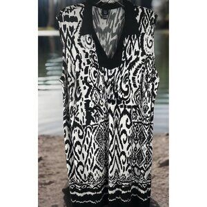 Saint‎ Tropez West Dress Size 20W Sleeveless Black White Stretch With Colar